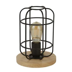 Tischlampe klein H: 24,5 cm Ø 18 cm E27 Metall Holz