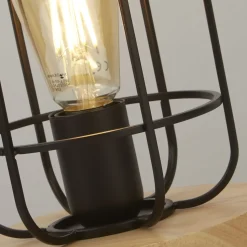 Tischlampe klein H: 24,5 cm Ø 18 cm E27 Metall Holz