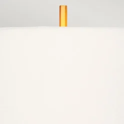 Tischlampe Messing gebürstet Weiß E27 87 cm hoch Metall Stoff