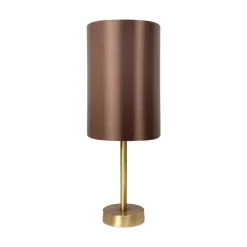 Tischlampe Messing Stoff H: 38,5 cm E27 in Bronze Braun