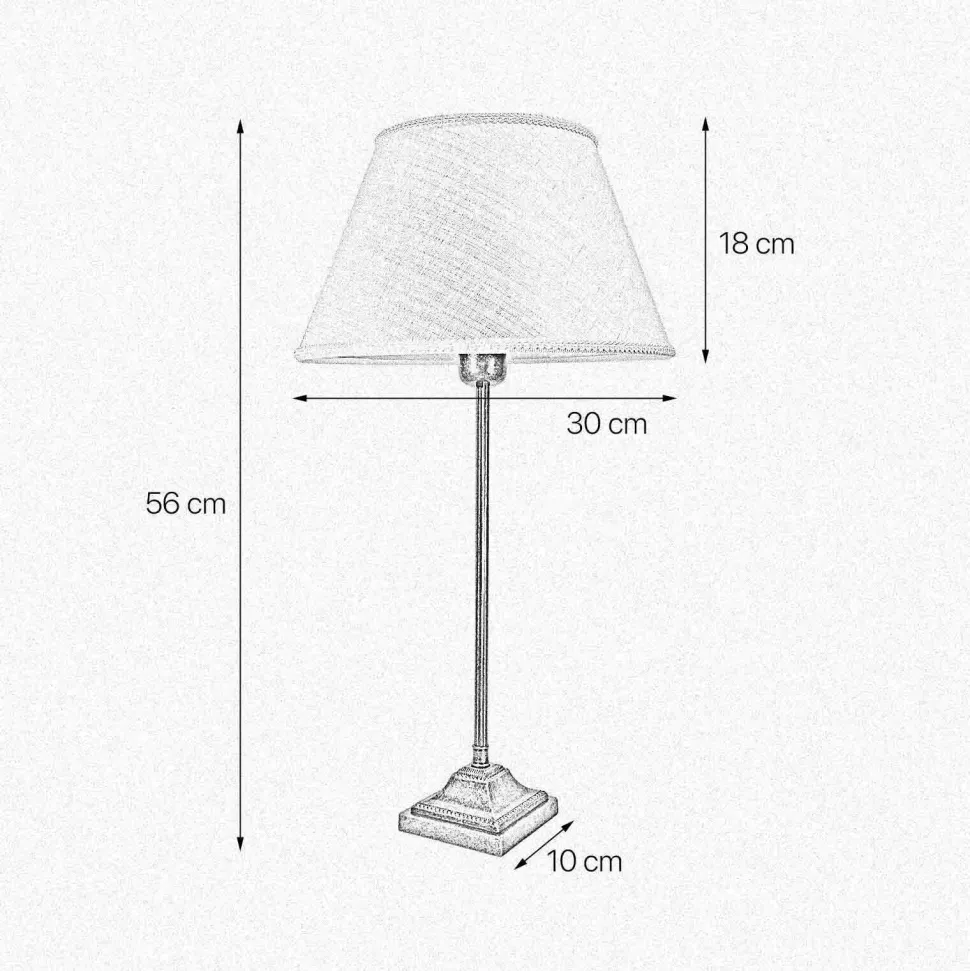 Tischlampe Messing Stoff 56 cm in Bronze Antik Weiß E27