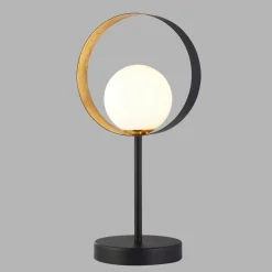 Tischlampe Metall Glas 36 cm hoch G9 Schwarz Weiß Gold