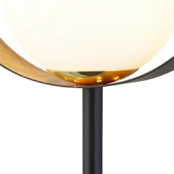 Tischlampe Metall Glas 36 cm hoch G9 Schwarz Weiß Gold