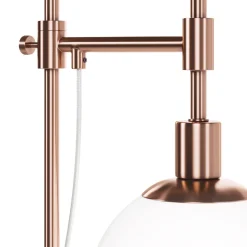 Tischlampe Metall Glas 65 cm hoch in Messing Weiß E14