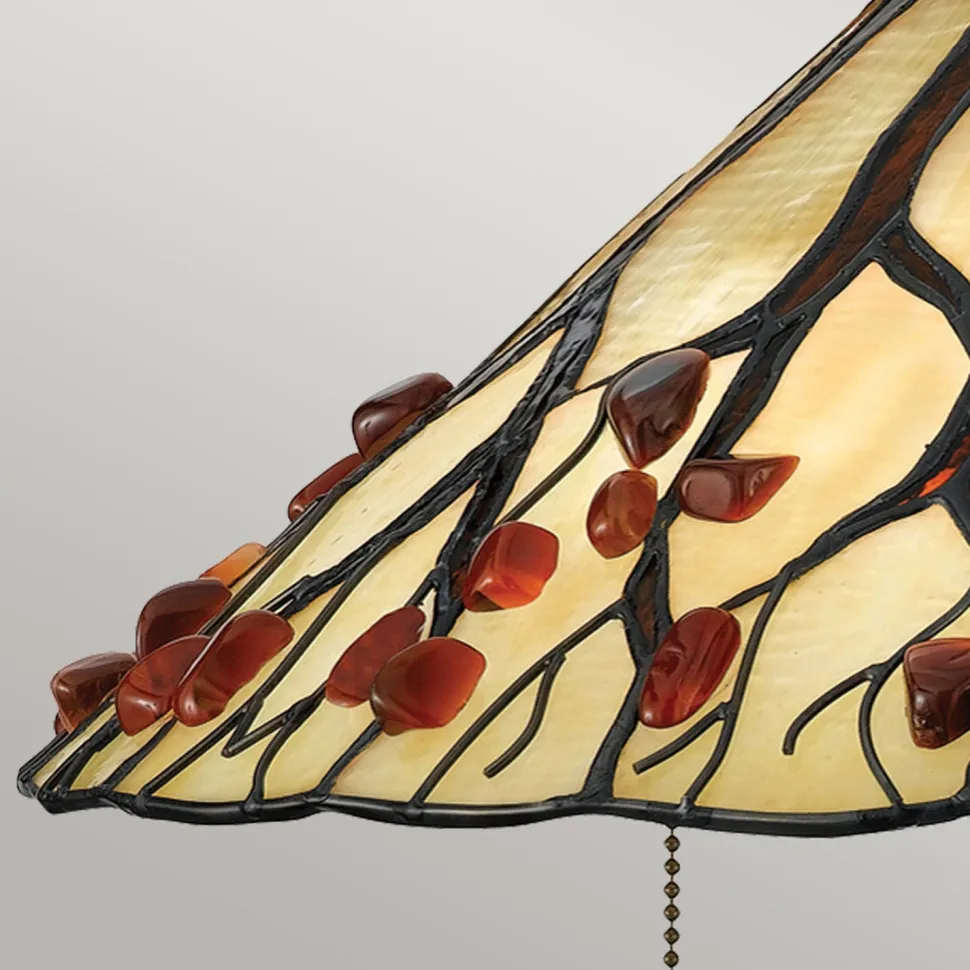 Tischlampe Metall Glas 62,9 cm Tiffany Stil 2x E27 Handarbeit
