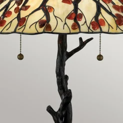 Tischlampe Metall Glas 62,9 cm Tiffany Stil 2x E27 Handarbeit