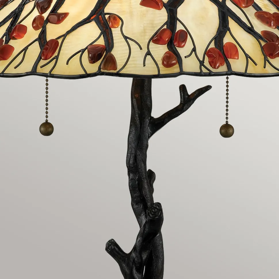 Tischlampe Metall Glas 62,9 cm Tiffany Stil 2x E27 Handarbeit