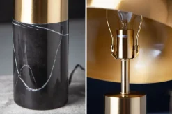 Tischlampe Metall Schwarz Gold Leselicht E27 52 cm hoch