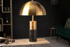 Tischlampe Metall Schwarz Gold Leselicht E27 52 cm hoch