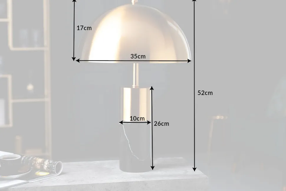 Tischlampe Metall Schwarz Gold Leselicht E27 52 cm hoch