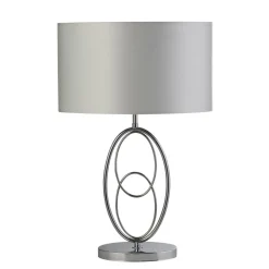 Tischlampe Metall Stoff 53 cm in Chrom Silber E27