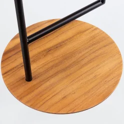 Tischlampe Metall Teakholz Furnier 46 cm hoch Modern