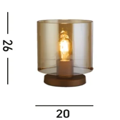 Tischlampe mit Schalter Mokka Bernstein 25,5 cm E27