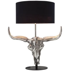 Tischlampe Modern Design Stierkopf Silber Schwarz