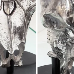 Tischlampe Modern Design Stierkopf Silber Schwarz