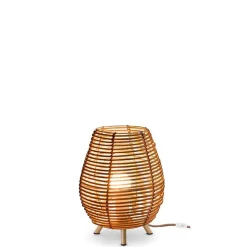 Tischlampe Rattan E27 H: 32,5 cm Dreibein Boho TOKI