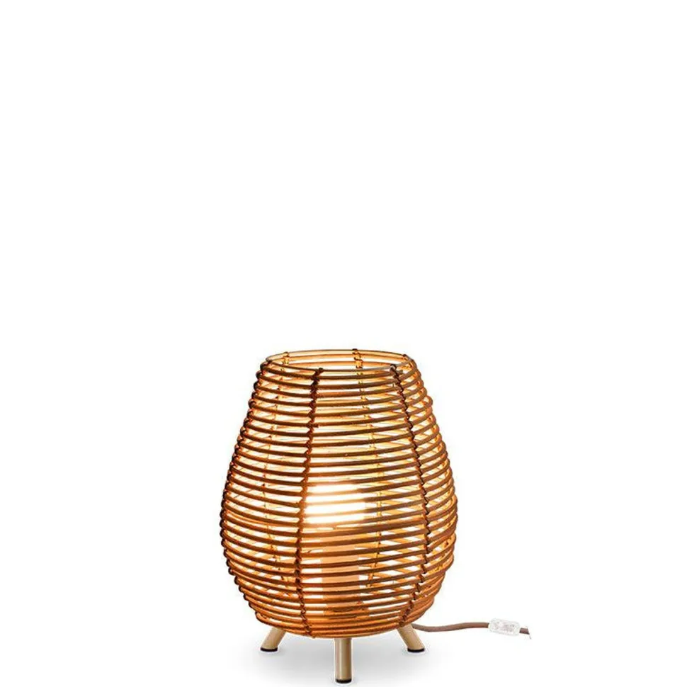 Tischlampe Rattan E27 H: 32,5 cm Dreibein Boho TOKI