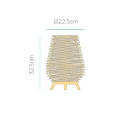 Tischlampe Rattan E27 H: 32,5 cm Dreibein Boho TOKI