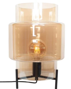 Tischlampe Rauchglas Metall 37 cm E27 Dreibein
