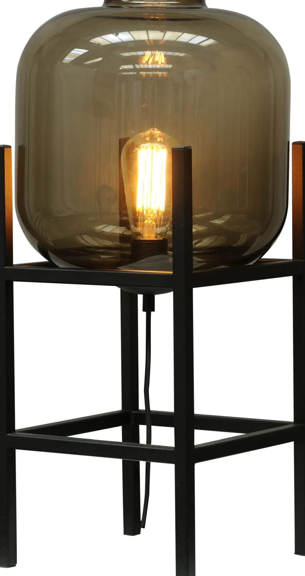 Tischlampe Rauchglas Metall 57 cm hoch E27 Schwarz