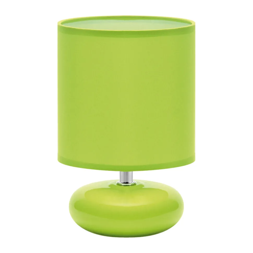 Tischlampe Retro 20 cm hoch Grün E14 Stoff Keramik