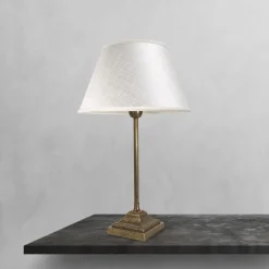 Tischlampe Rustikal 43,5 cm Messing Stoff E14 ELENA