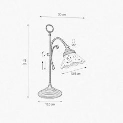 Tischlampe Rustikal H: 36 cm schwenkbar E14 Keramik Messing