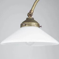 Tischlampe Schreibtisch aus Messing Glas 49 cm E14 in Antik