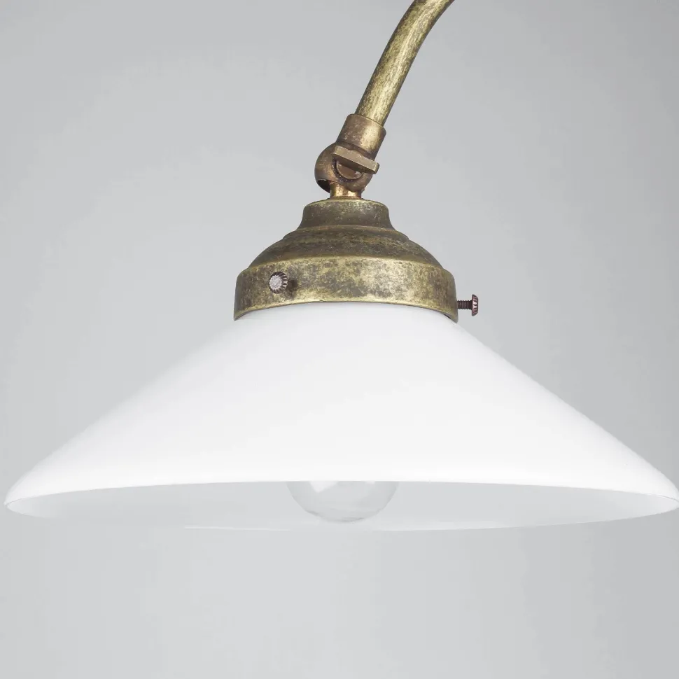 Tischlampe Schreibtisch aus Messing Glas 49 cm E14 in Antik