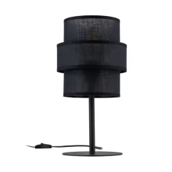 Tischlampe Schwarz 38 cm hoch Stoff Metall E27 GREET