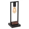 Tischlampe Schwarz Braun 42 cm Metall Holz für E27