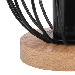 Tischlampe Schwarz E27 klein H: 16 cm Metall Holz Retro