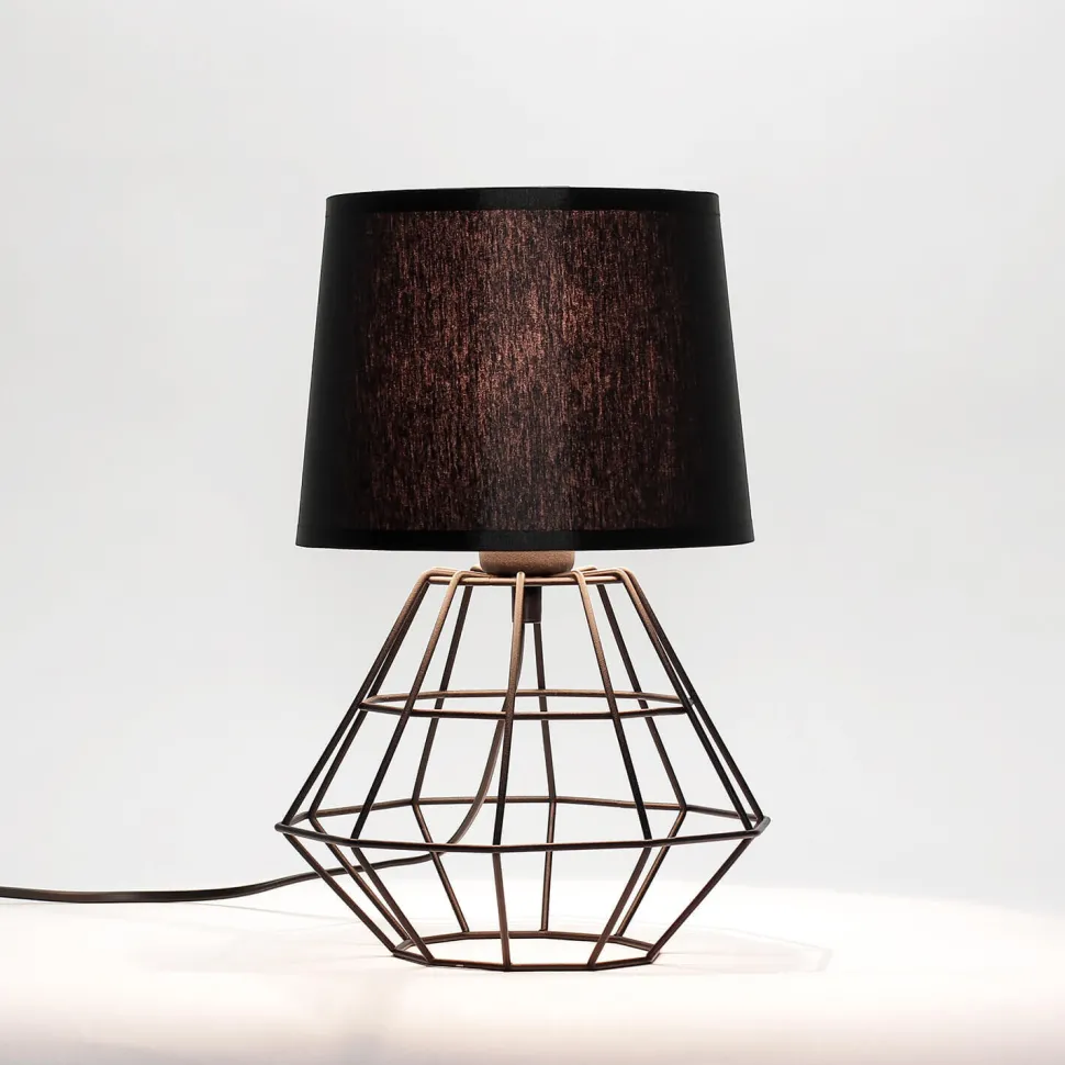 Tischlampe Schwarz E27 Metall Stoff 34 cm