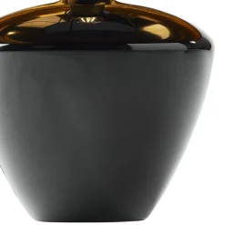 Tischlampe Schwarz Glas Stoff 62 cm hoch E27