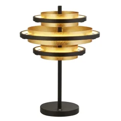 Tischlampe Schwarz Gold H: 43,5 cm Ø 32 cm rund Metall