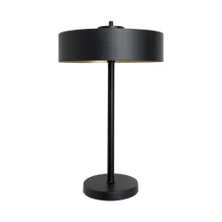 Tischlampe Schwarz Gold H: 49 cm Messing Eisen E27