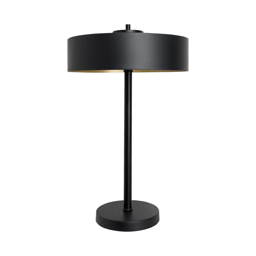 Tischlampe Schwarz Gold H: 49 cm Messing Eisen E27