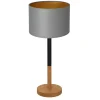 Tischlampe Schwarz Grau Gold Stoff Holz 56 cm blendarm