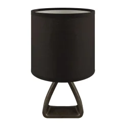 Tischlampe Schwarz Stoff Keramik 27 cm klein E14