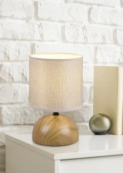 Tischlampe Stoff blendarm Keramik E14 23 cm Natur Beige