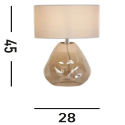 Tischlampe Stoff Glas blendarm 44,5 cm Champagner Weiß