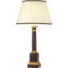 Tischlampe Stoff Holz 83 cm hoch E27 in Rostbraun Creme