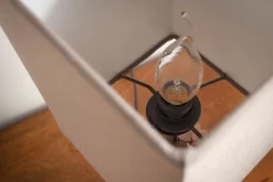 Tischlampe Stoff Holz blendarm E14 45 cm in Natur Braun