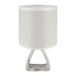 Tischlampe Stoff Keramik 27 cm hoch Grau Weiß E14