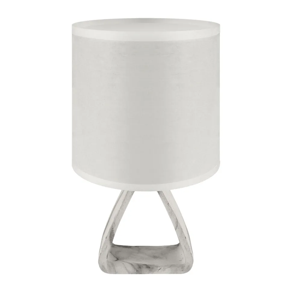 Tischlampe Stoff Keramik 27 cm hoch Grau Weiß E14