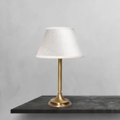 Tischlampe Stoff Messing 32,5 cm in Bronze Weiß E14