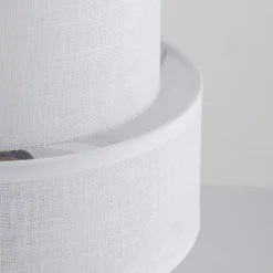 Tischlampe Stoff Metall 38 cm hoch Schwarz Weiß E27