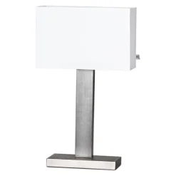Tischlampe Stoff Metall E27 47 cm in Silber matt Weiß