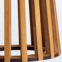 Tischlampe Stoff Teak Holz Furnier Stoff 66 cm E27