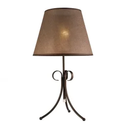 Tischlampe Stoffschirm Braun Landhaus rund Lampe